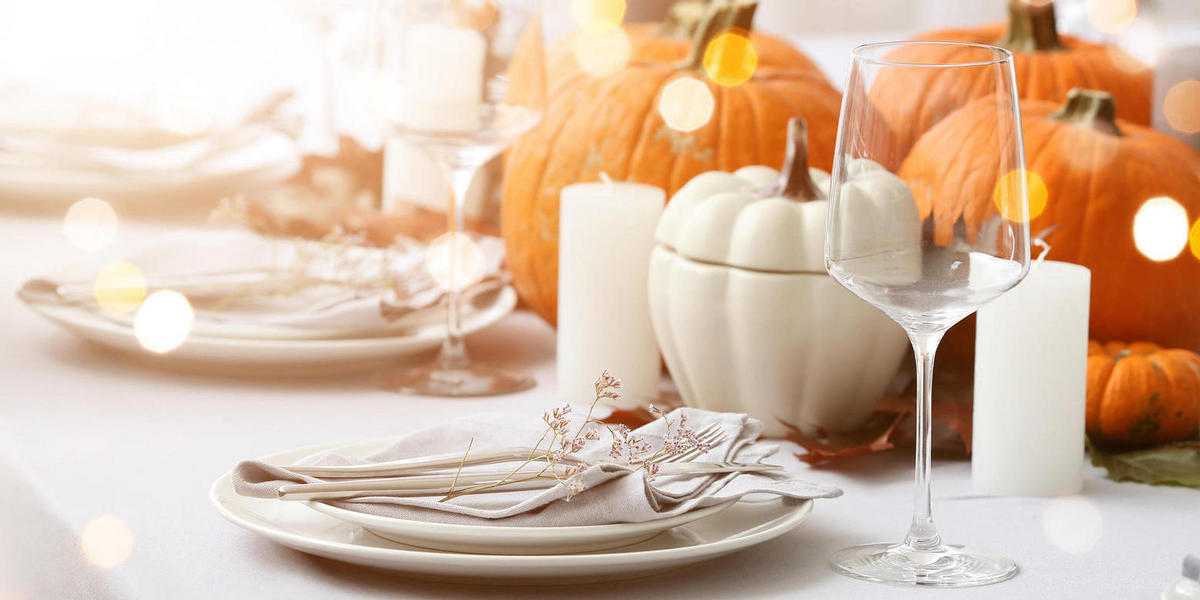 place settings with pumpkins
